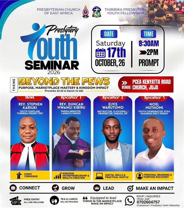 Presbytery Youth Seminar 2026 poster, Beyond the Pews