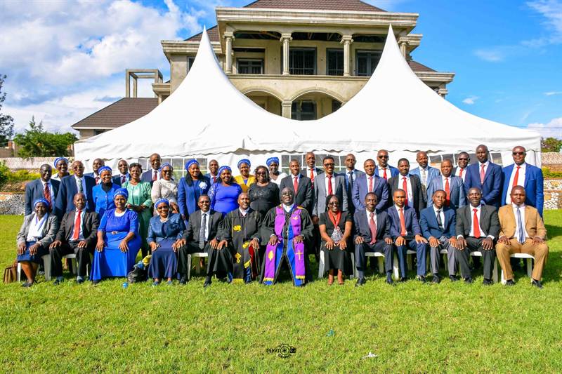 PCEA Juja Parish congregation gathered outside the church